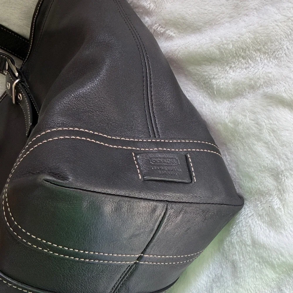COACH BLACK LEATHER LARGE DIAPER BAG/ BUSINESS TOTE PURSE D04S-6460 vintage